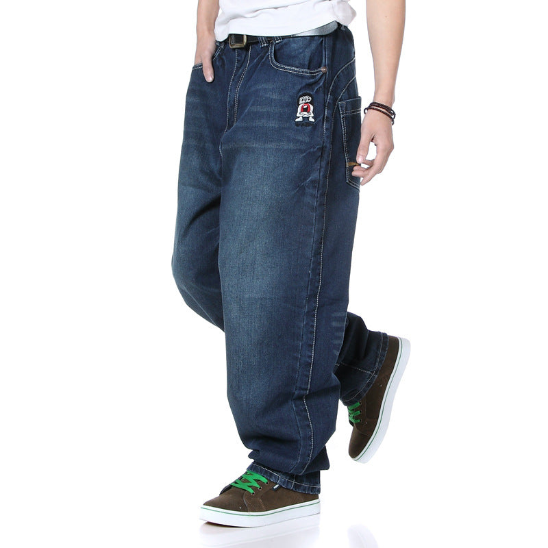 Spring and Autumn New regular Jeans Men's plus size Fat Man Loose Trousers Plus Fat Straight Tube Fat Man Mid-waist Pants