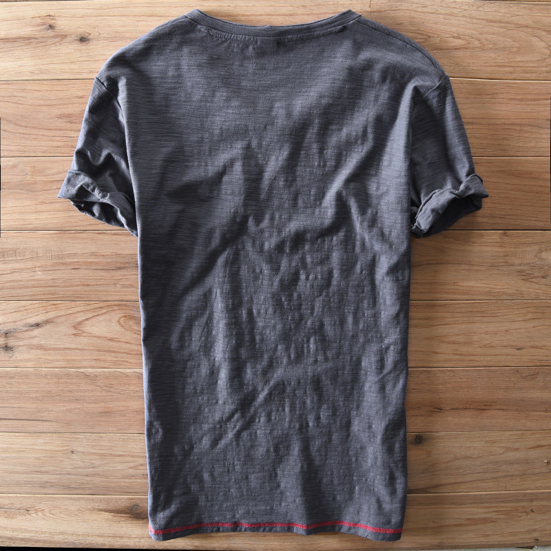 Thin Cotton V-Neck Short-Sleeve T-Shirt – Hidden Picks Online
