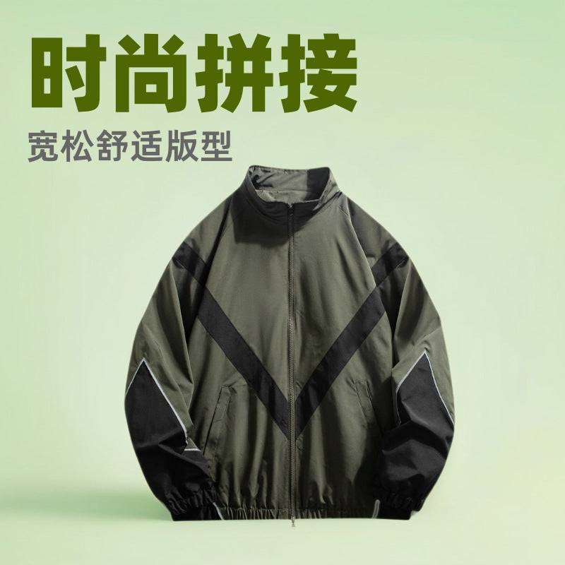 Reflective Patchwork Stand-Collar Sports Jacket – Hidden Picks Online