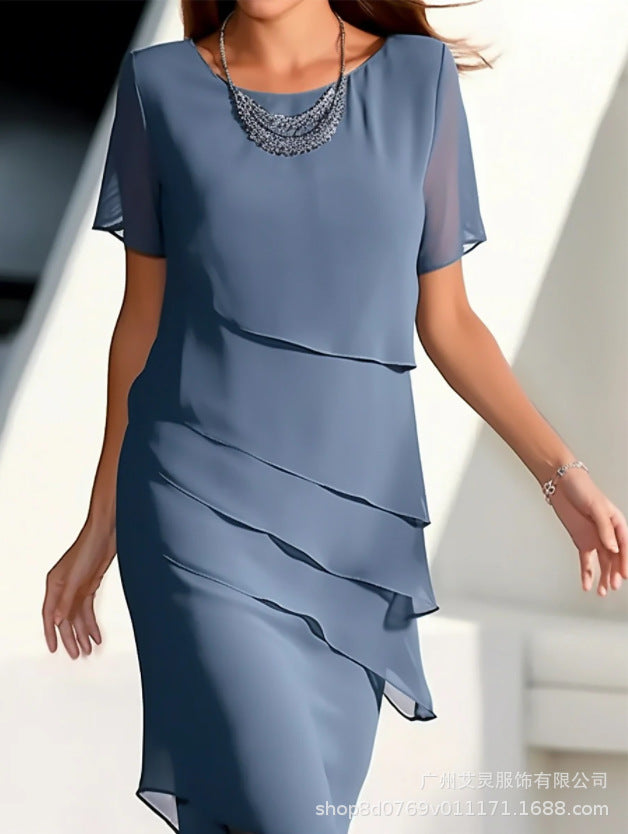 Glitter Ruffle Round-Neck Casual Dress – Hidden Picks Online