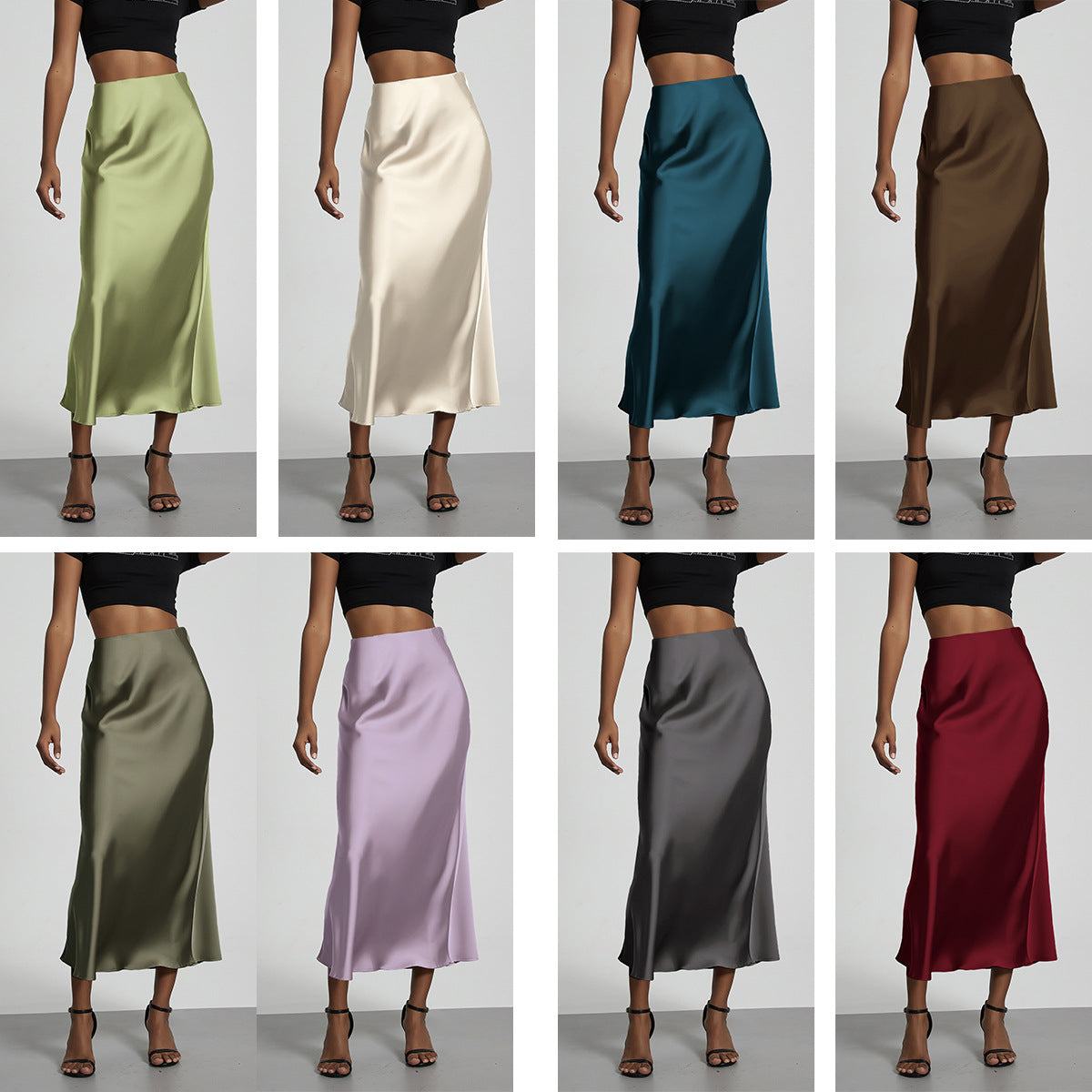 Elegant Satin Midi Skirt – Flowy & Slimming – Hidden Picks Online