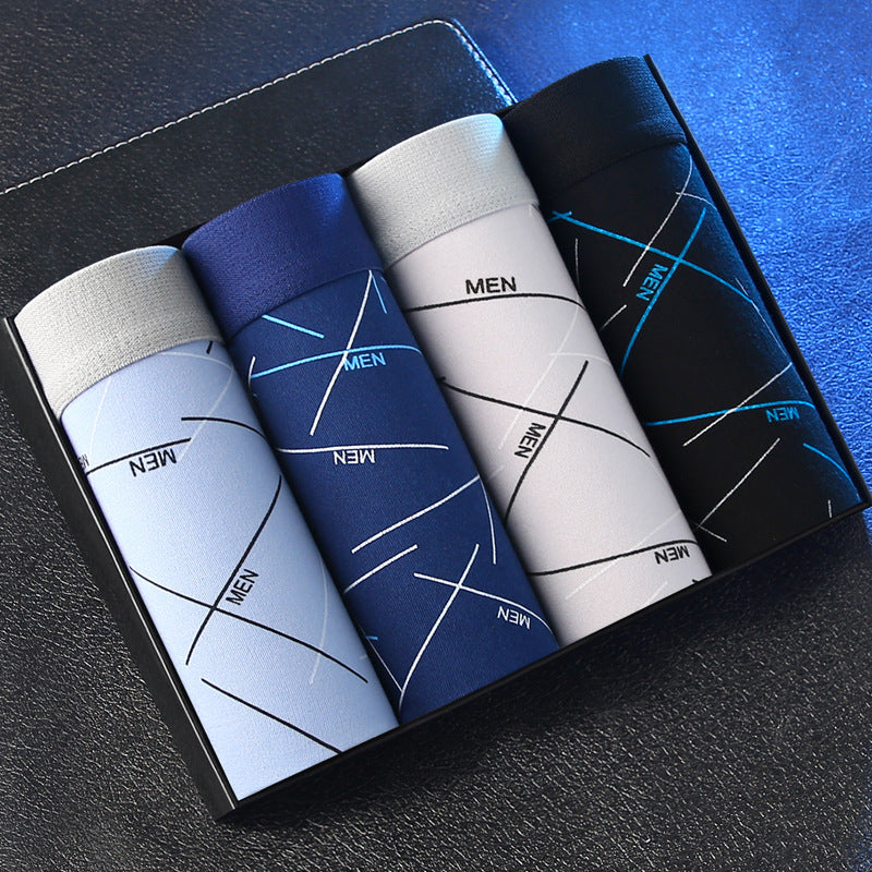 [New Explosions] Men's Underwear Men's Boxer Youth Mid-Waist Boxer Male plus size Shorts Shorts Head