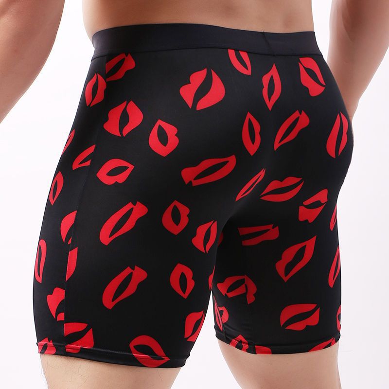 Sports Quick-drying Underwear Men's Summer Ice Silk Thin Breathable Boxers Running Long Anti-wear Leg plus size Boxers