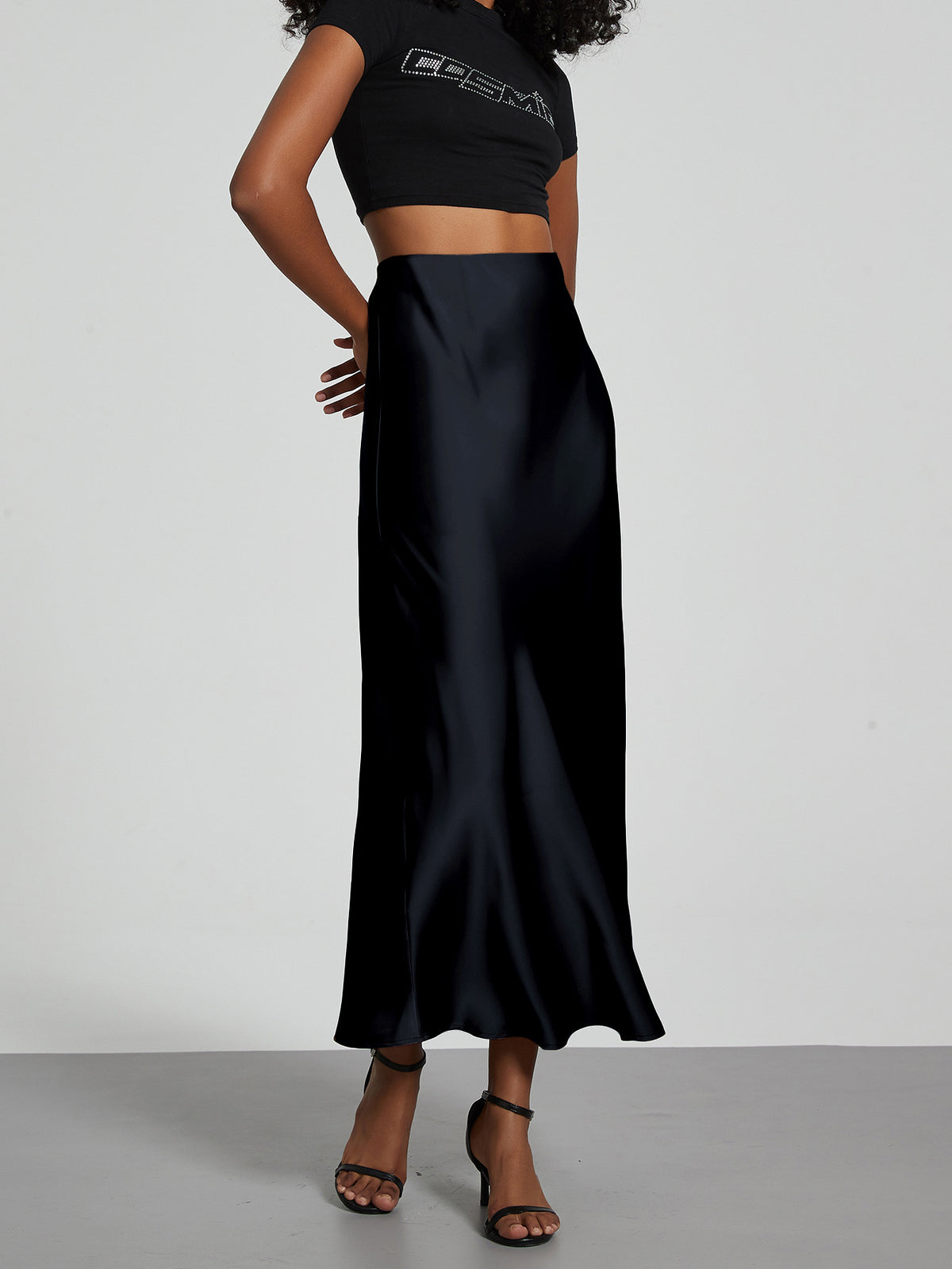Elegant Satin Midi Skirt – Flowy & Slimming – Hidden Picks Online