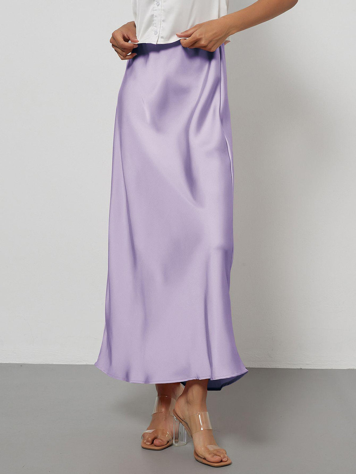 Elegant Satin Midi Skirt – Flowy & Slimming – Hidden Picks Online