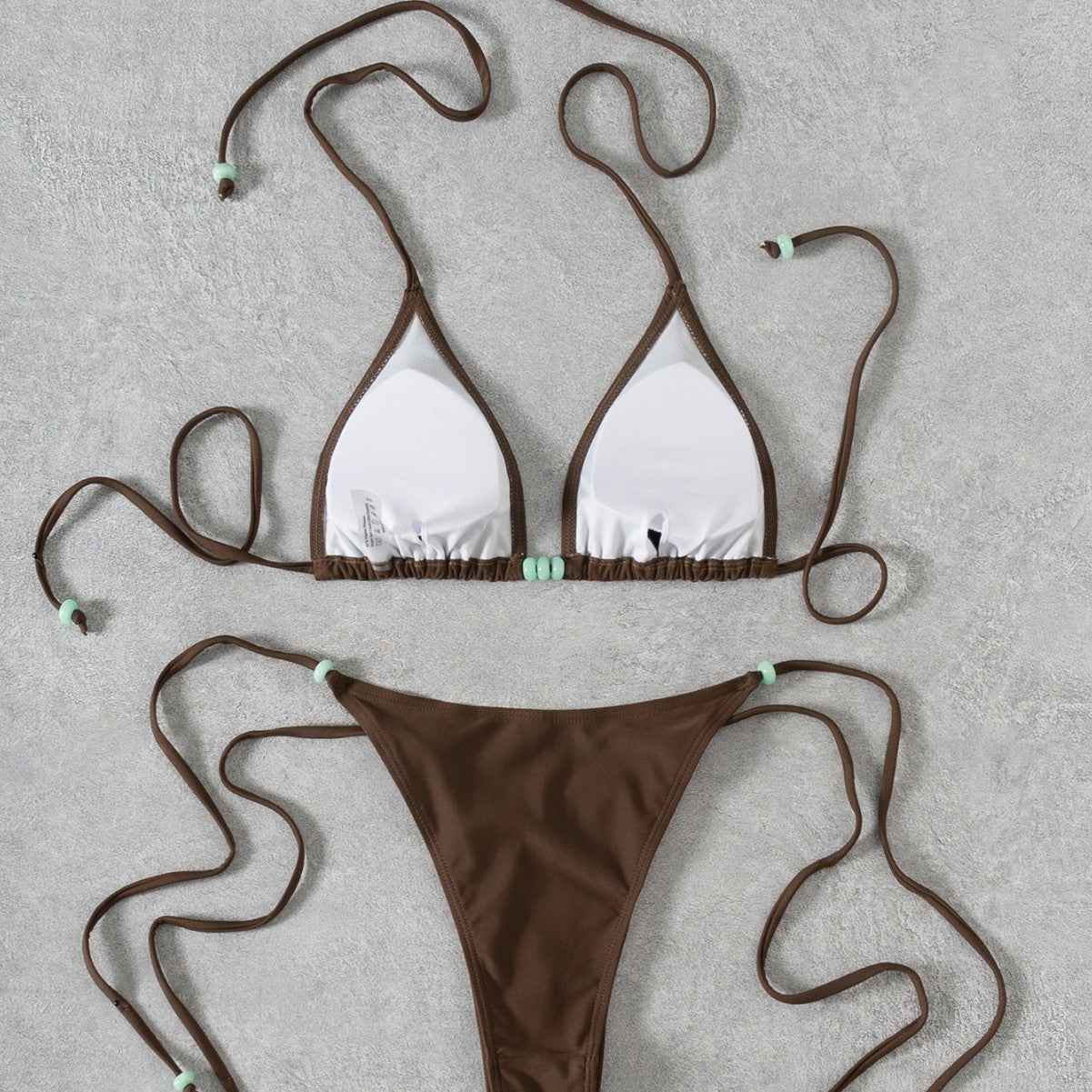 Beaded Strap Solid Color Bikini Set – Hidden Picks Online