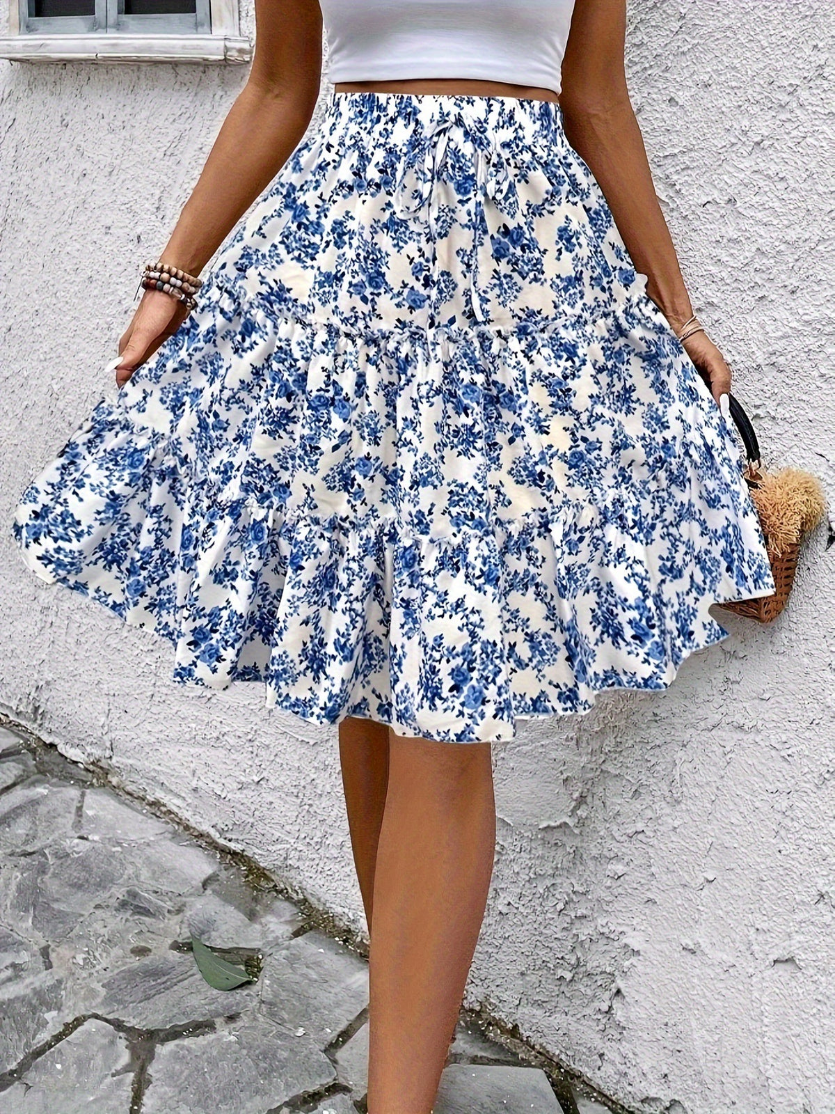 Floral Draped Wide-Leg Skirt Pants – Hidden Picks Online