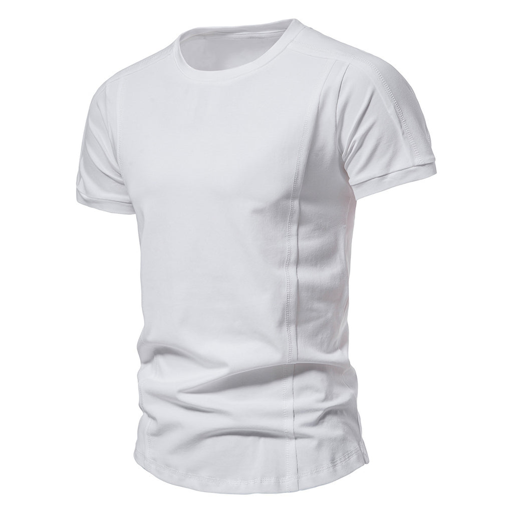 Slim-Fit Round-Neck Solid Color Casual T-Shirt – Hidden Picks Online