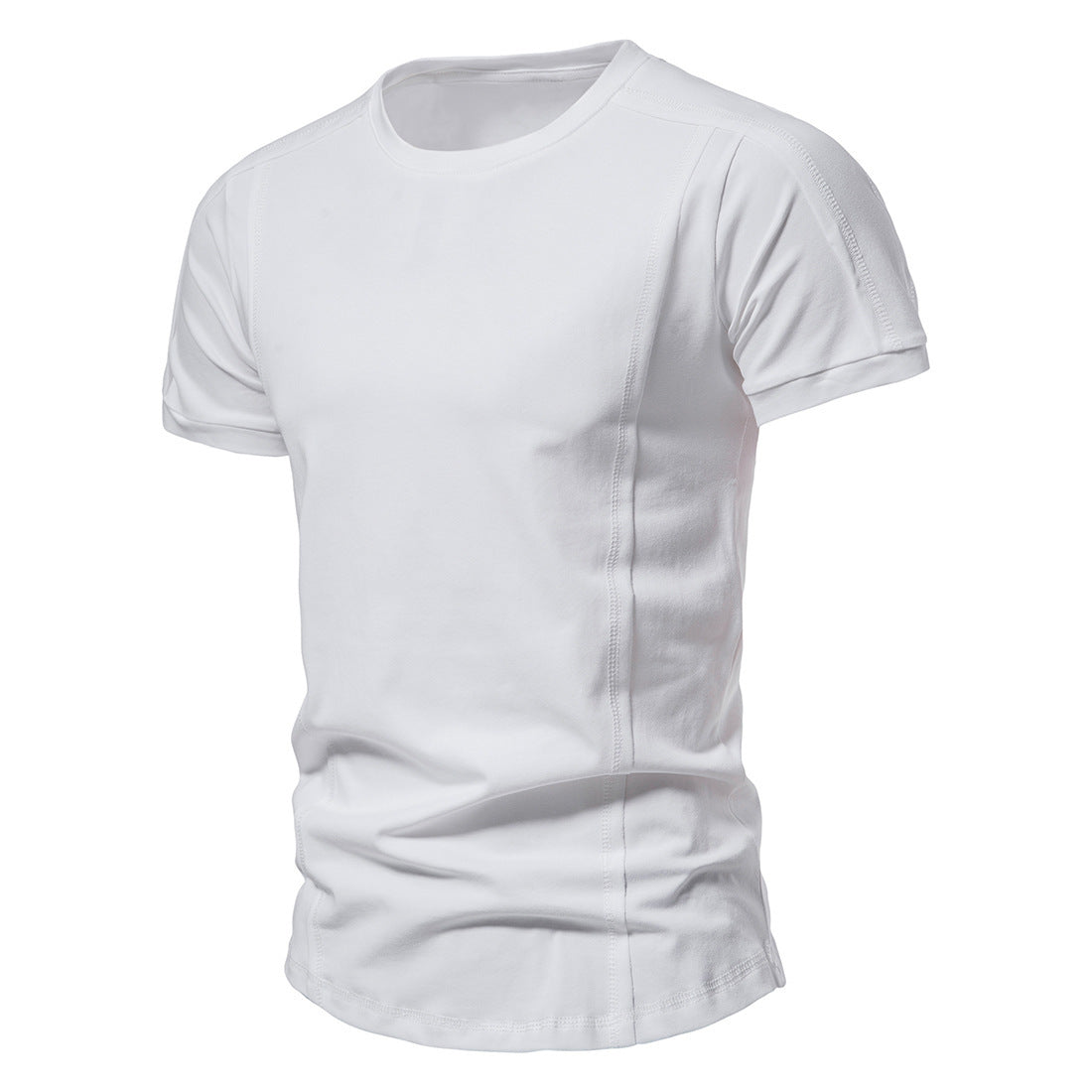 Slim-Fit Round-Neck Solid Color Casual T-Shirt – Hidden Picks Online
