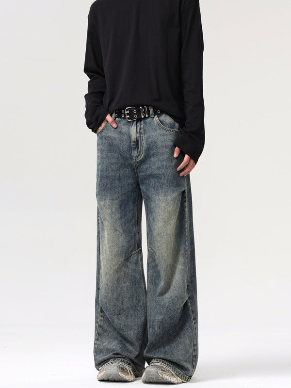 Deconstructed Pleated Loose Wide-Leg Jeans – Hidden Picks Online