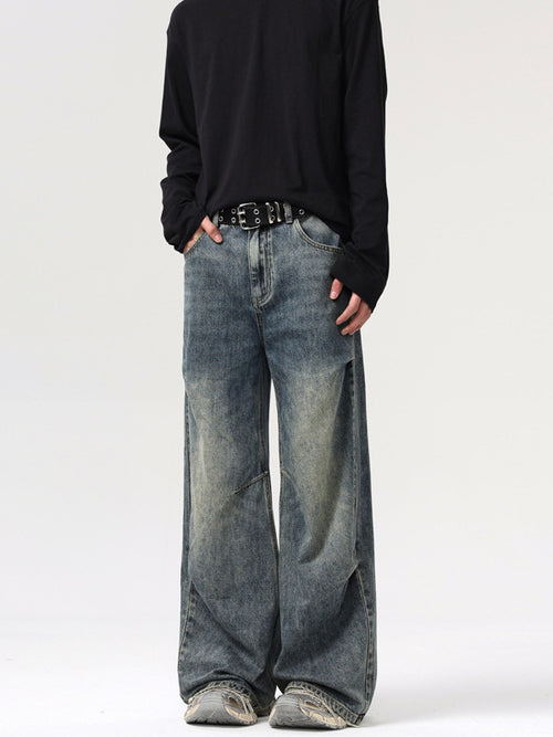 Deconstructed Pleated Loose Wide-Leg Jeans – Hidden Picks Online
