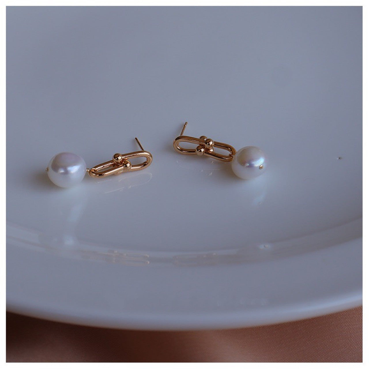 Natural Baroque Freshwater Pearl Earrings – 14K Gold Plated Silver – Hidden Picks Online
