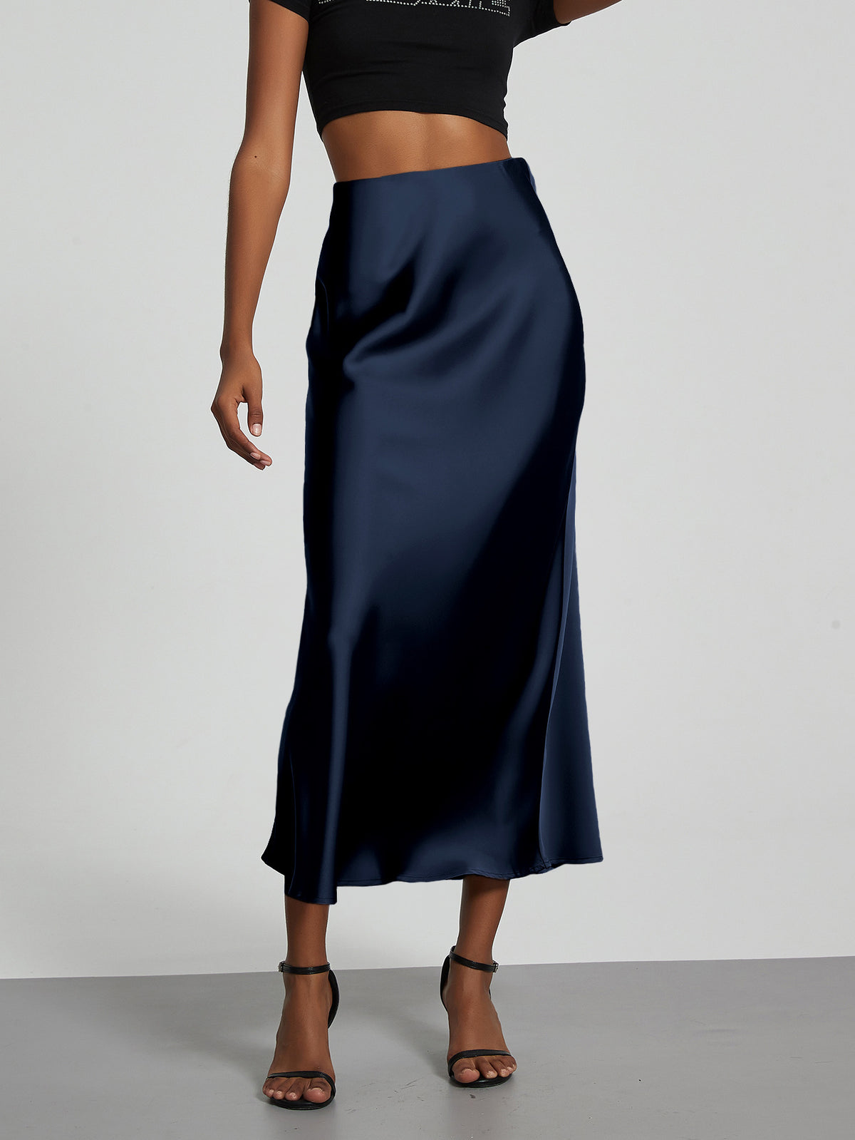 Elegant Satin Midi Skirt – Flowy & Slimming – Hidden Picks Online