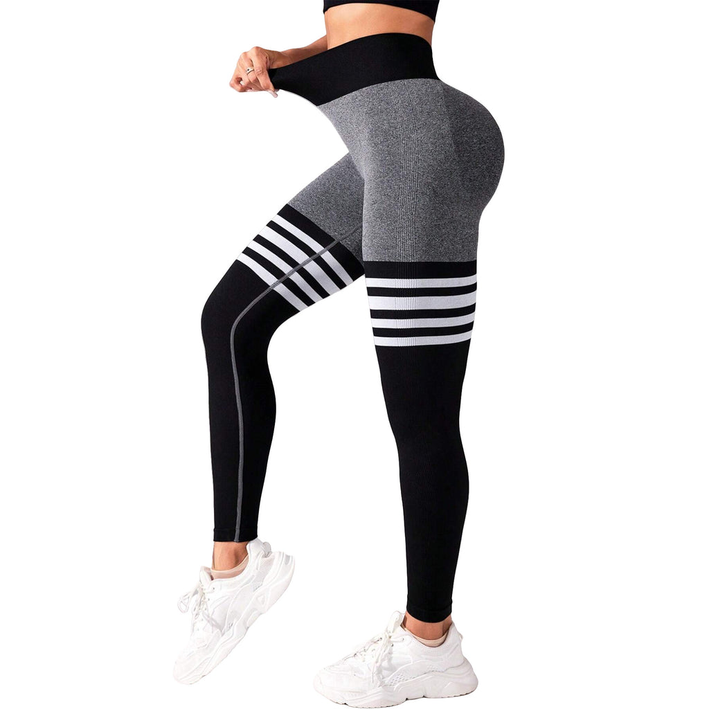 High-Waist Butt-Lift Striped Running Leggings – Hidden Picks Online