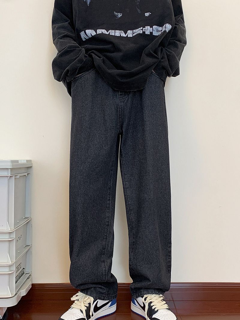 Washed Vintage Loose Straight-Leg Casual Jeans – Hidden Picks Online