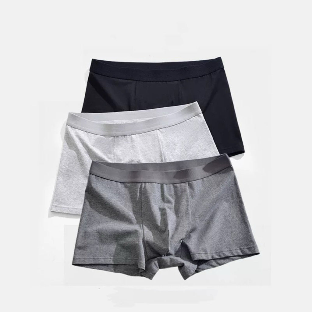 Underwear Men's High-End Boxer Briefs Antibacterial Breathable Mid-Waist Solid Color Versatile Comfortable Skin-Friendly Underwear Men's Pure Cotton