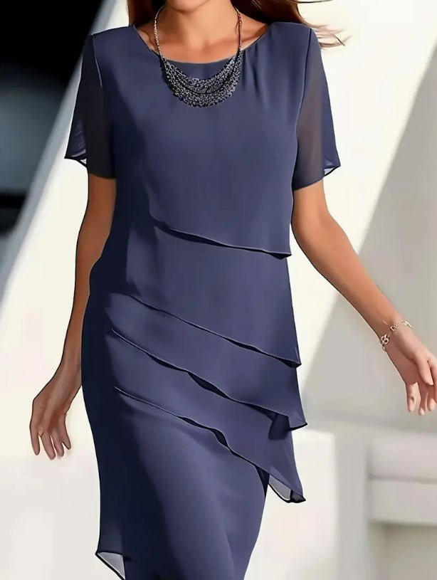 Glitter Ruffle Round-Neck Casual Dress – Hidden Picks Online
