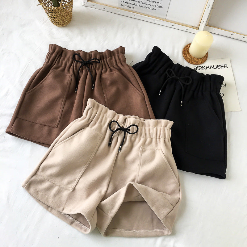 High-Waist Wide-Leg Woolen Shorts – Hidden Picks Online