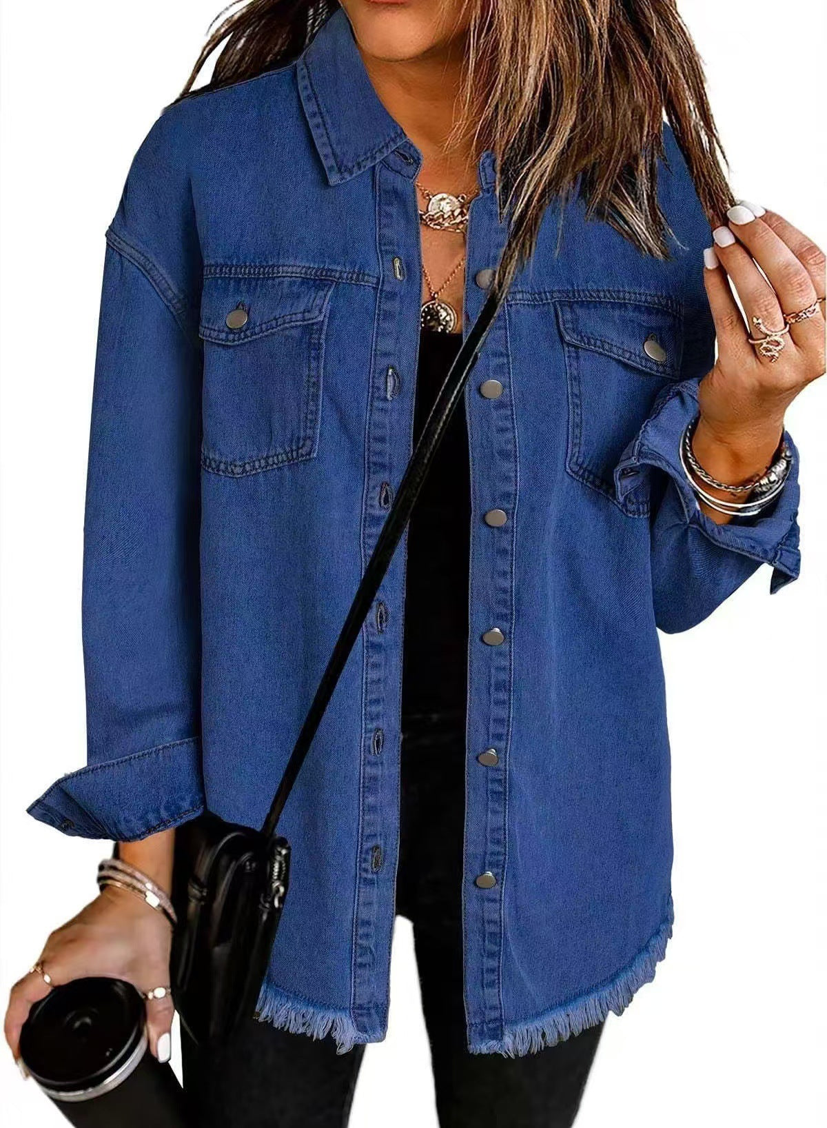Washed Denim Raw-Hem Shirt Jacket – Hidden Picks Online