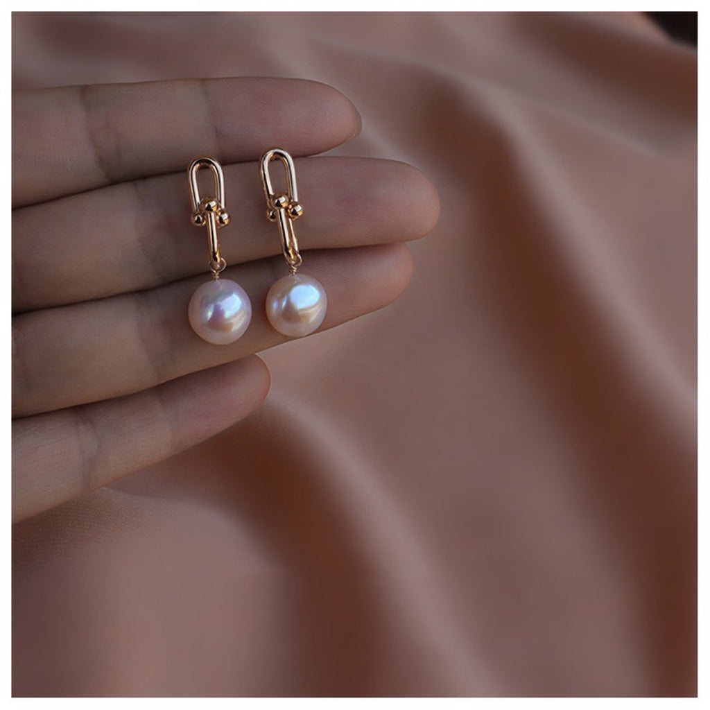 Natural Baroque Freshwater Pearl Earrings – 14K Gold Plated Silver – Hidden Picks Online
