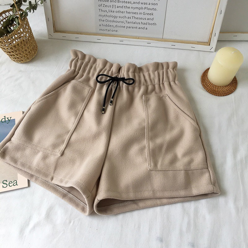 High-Waist Wide-Leg Woolen Shorts – Hidden Picks Online