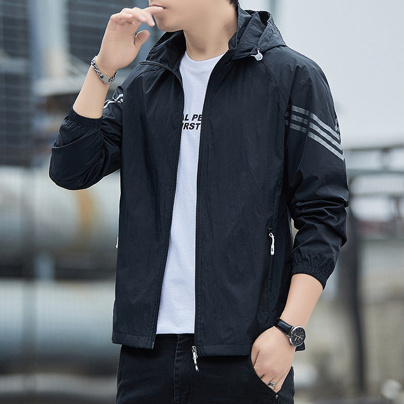 Summer Three Bar Sun Protection Clothing Men's Ice Silk Sun Protection Clothing Men's Thin Jacket Men's Fishing Quick-drying Jacket Men's Running Clothing