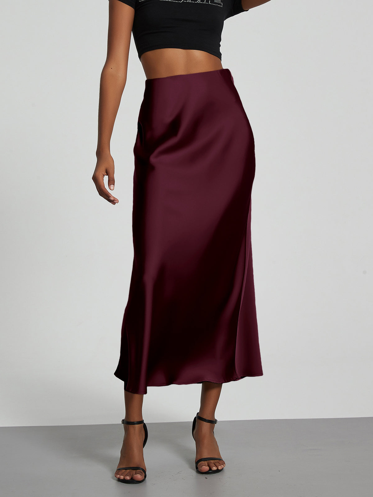 Elegant Satin Midi Skirt – Flowy & Slimming – Hidden Picks Online