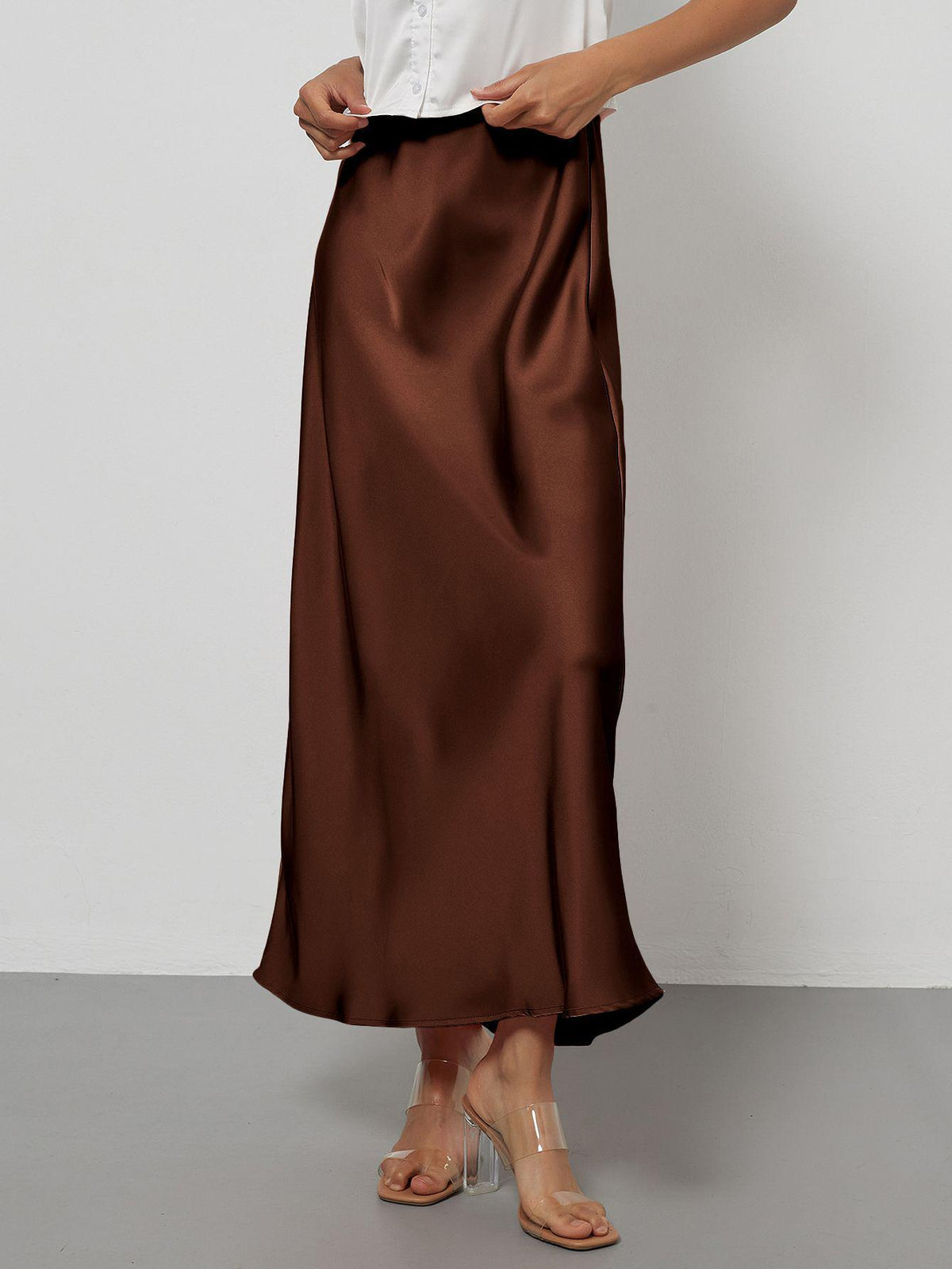 Elegant Satin Midi Skirt – Flowy & Slimming – Hidden Picks Online