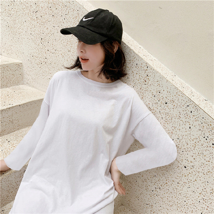 Spring and Summer Short-Sleeved Korean Internet Celebrity Lazy Maxi Skirt Elegant Dress Loose Large Size Women's Long T-Shirt Home Wear