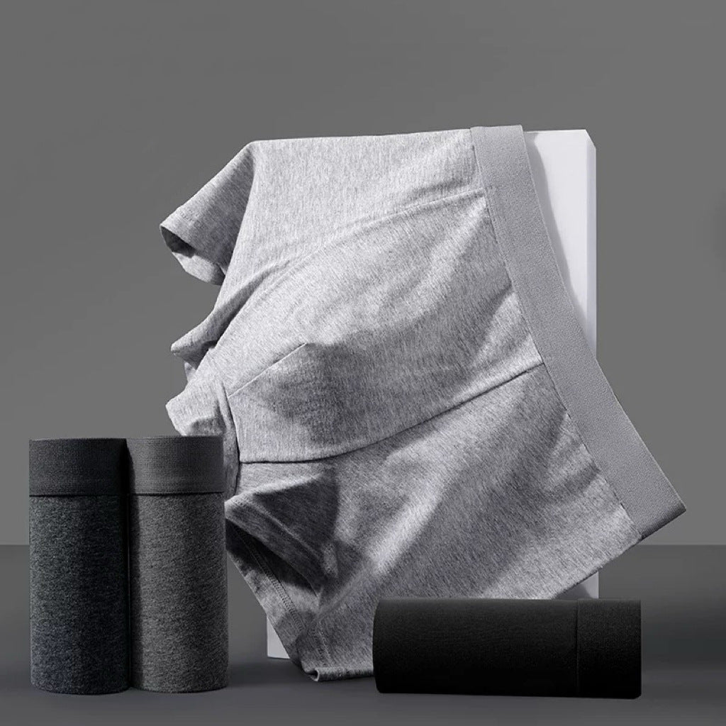 Underwear Men's High-End Boxer Briefs Antibacterial Breathable Mid-Waist Solid Color Versatile Comfortable Skin-Friendly Underwear Men's Pure Cotton