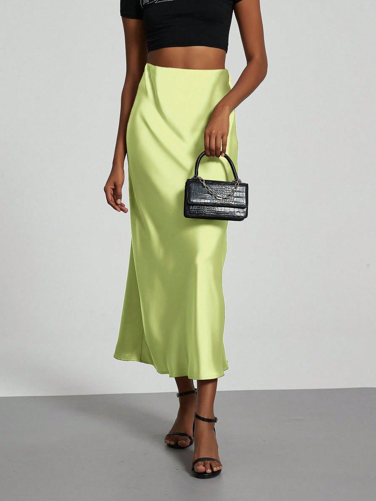 Elegant Satin Midi Skirt – Flowy & Slimming – Hidden Picks Online