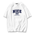 Trendy Autumn Men's Short-Sleeve T-Shirt, Pure Cotton, Round Neck, Plus Size, Loose Fit, Navy Blue