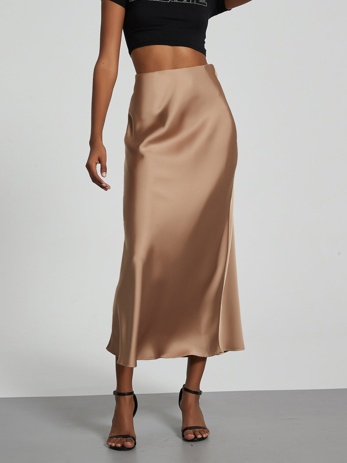 Elegant Satin Midi Skirt – Flowy & Slimming – Hidden Picks Online