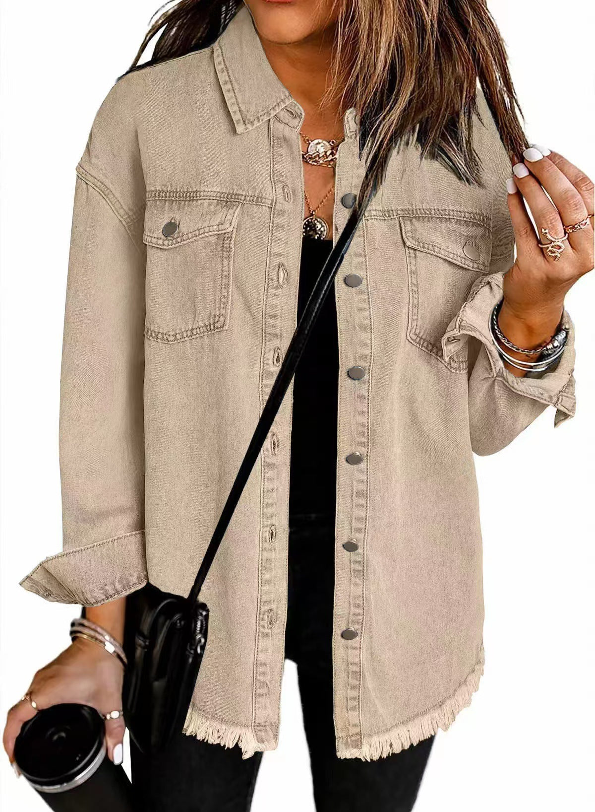 Washed Denim Raw-Hem Shirt Jacket – Hidden Picks Online