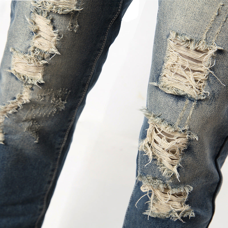 Slim Ripped High-Street Straight-Leg Jeans – Hidden Picks Online