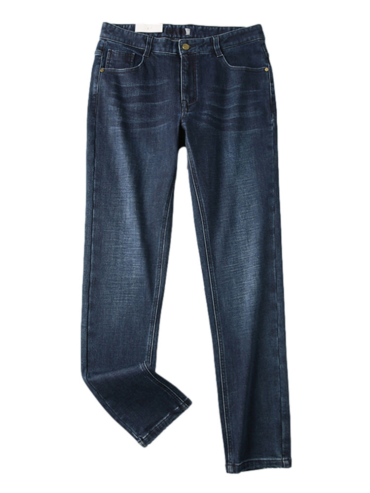 Slim-Fit Fleece-Lined Straight-Leg Jeans – Hidden Picks Online