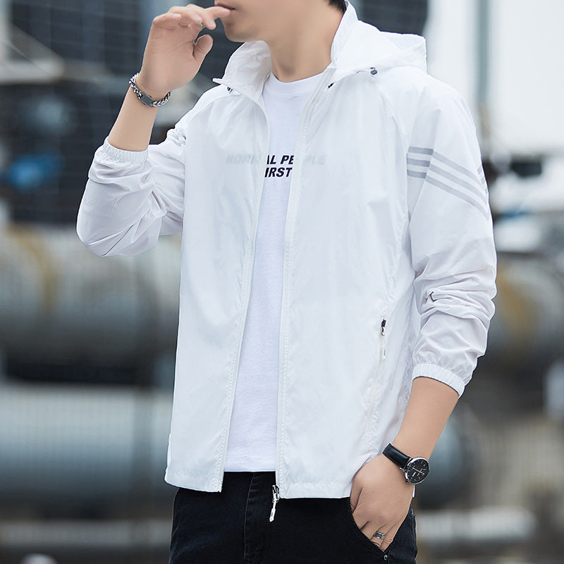 Summer Three Bar Sun Protection Clothing Men's Ice Silk Sun Protection Clothing Men's Thin Jacket Men's Fishing Quick-drying Jacket Men's Running Clothing