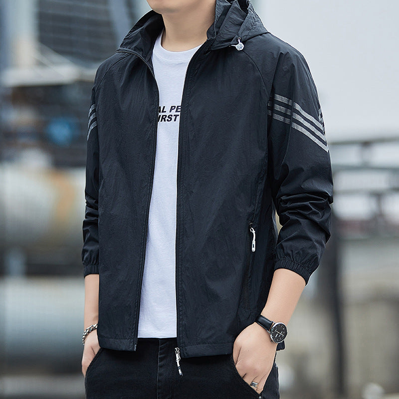 Summer Three Bar Sun Protection Clothing Men's Ice Silk Sun Protection Clothing Men's Thin Jacket Men's Fishing Quick-drying Jacket Men's Running Clothing