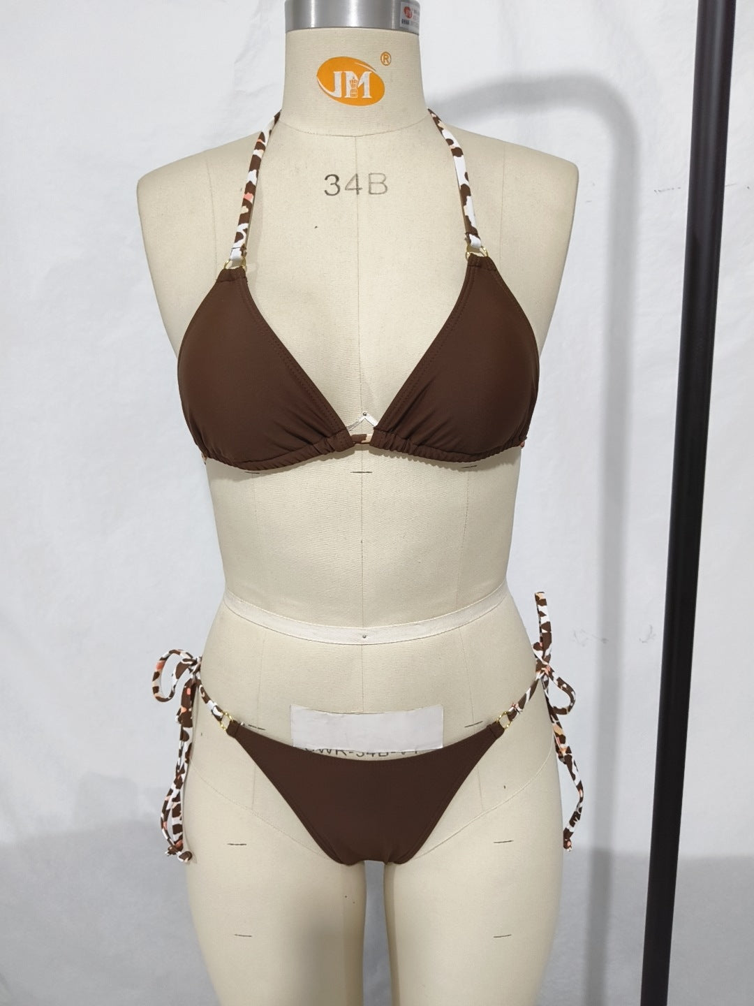 Solid Color Bikini Split Swimsuit Women's New Sexy Deep V Gathered Backless Lace-up Drawstring High-end Swimsuit Women