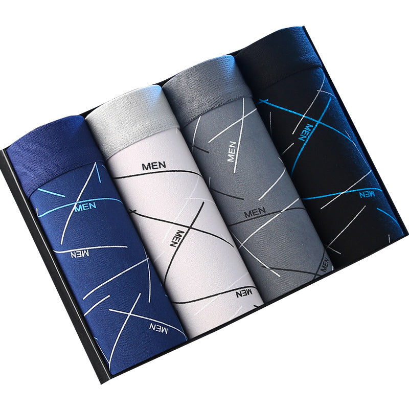 [New Explosions] Men's Underwear Men's Boxer Youth Mid-Waist Boxer Male plus size Shorts Shorts Head