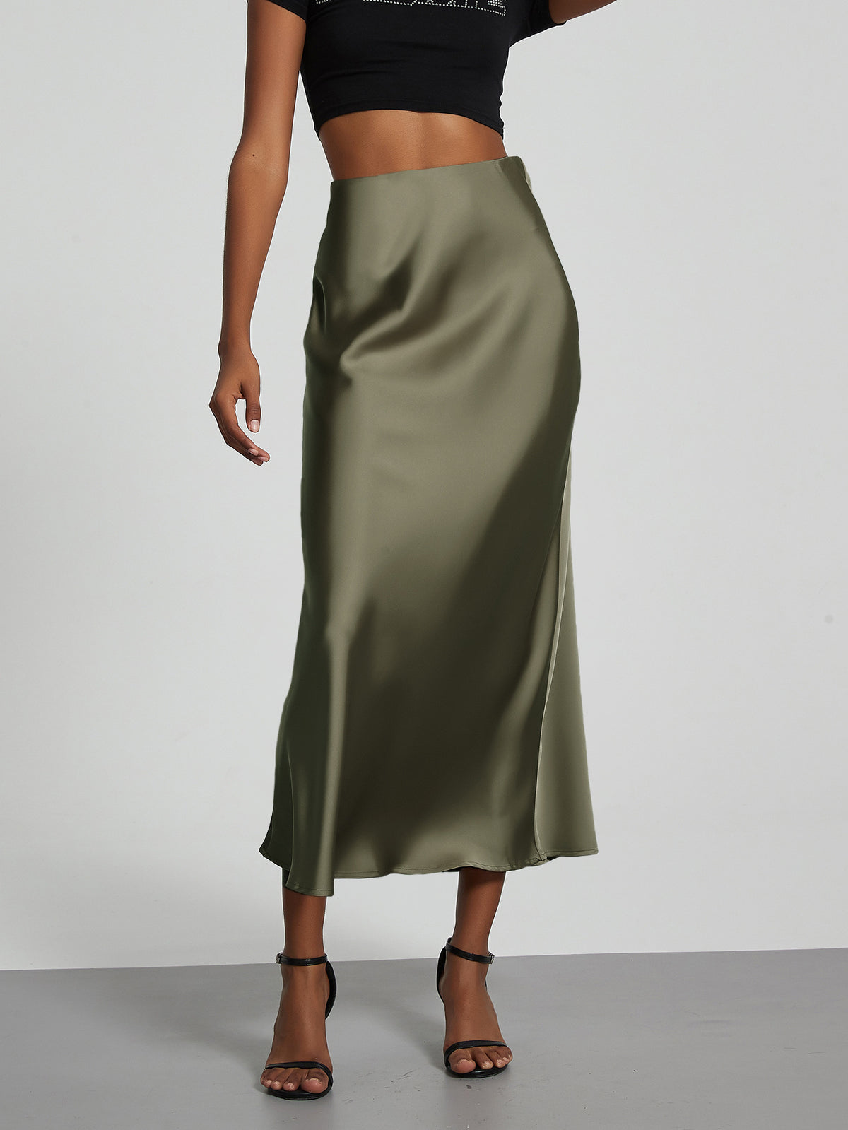 Elegant Satin Midi Skirt – Flowy & Slimming – Hidden Picks Online