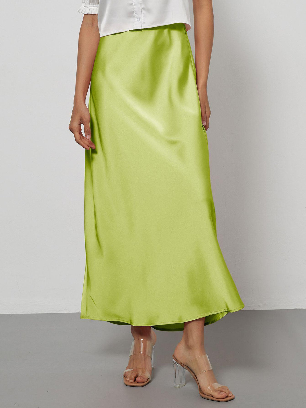 Elegant Satin Midi Skirt – Flowy & Slimming – Hidden Picks Online