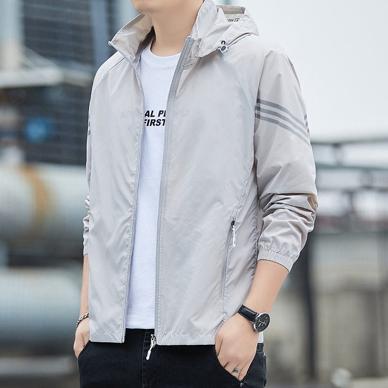 Summer Three Bar Sun Protection Clothing Men's Ice Silk Sun Protection Clothing Men's Thin Jacket Men's Fishing Quick-drying Jacket Men's Running Clothing