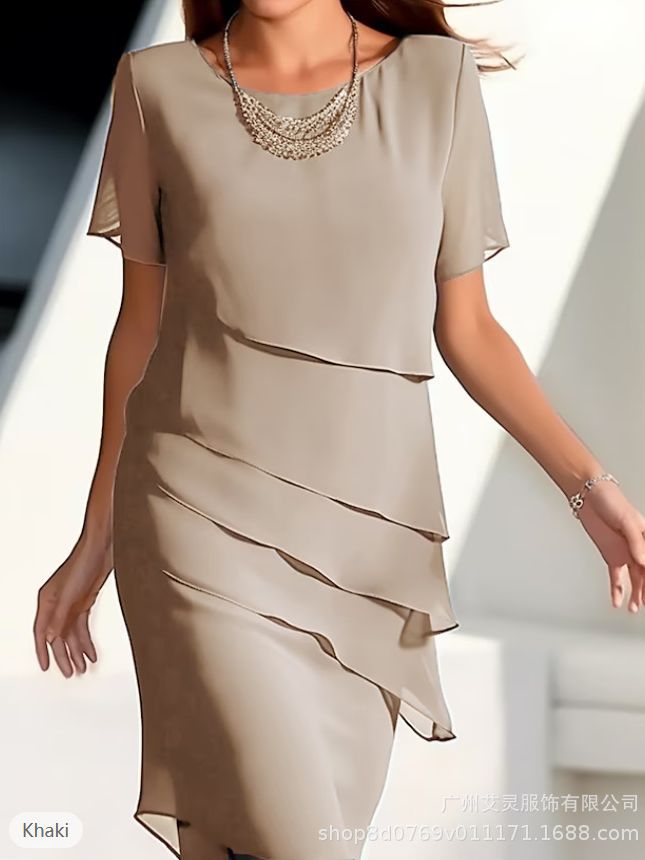 Glitter Ruffle Round-Neck Casual Dress – Hidden Picks Online