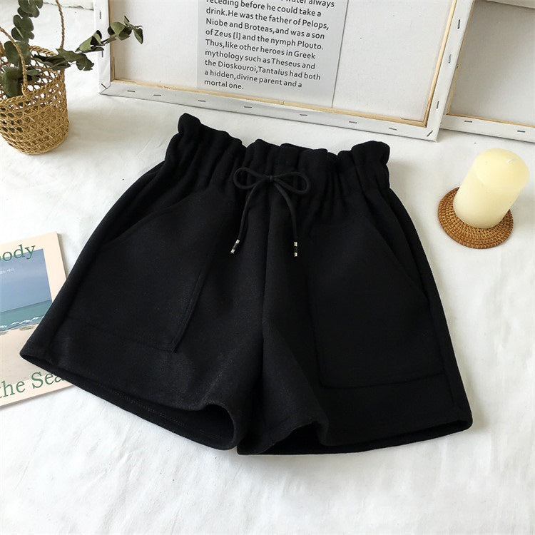 High-Waist Wide-Leg Woolen Shorts – Hidden Picks Online