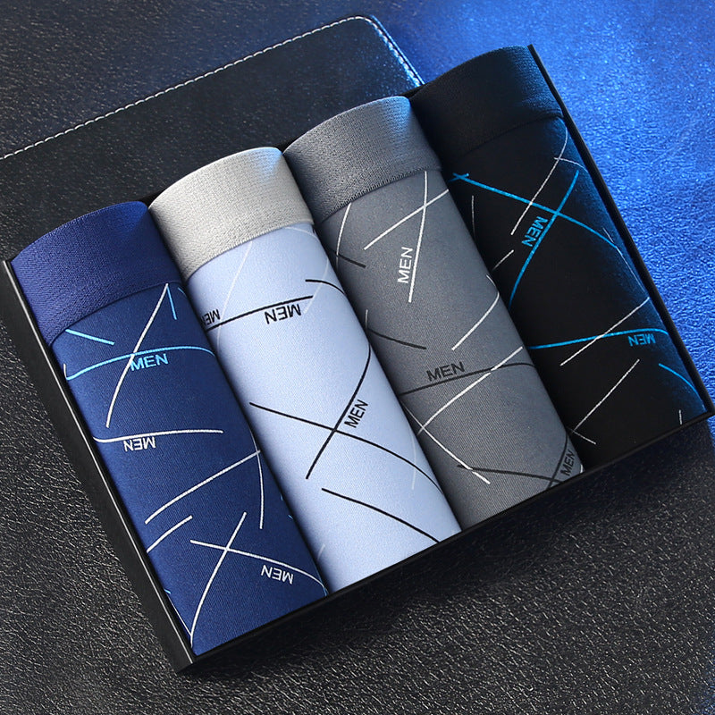 [New Explosions] Men's Underwear Men's Boxer Youth Mid-Waist Boxer Male plus size Shorts Shorts Head