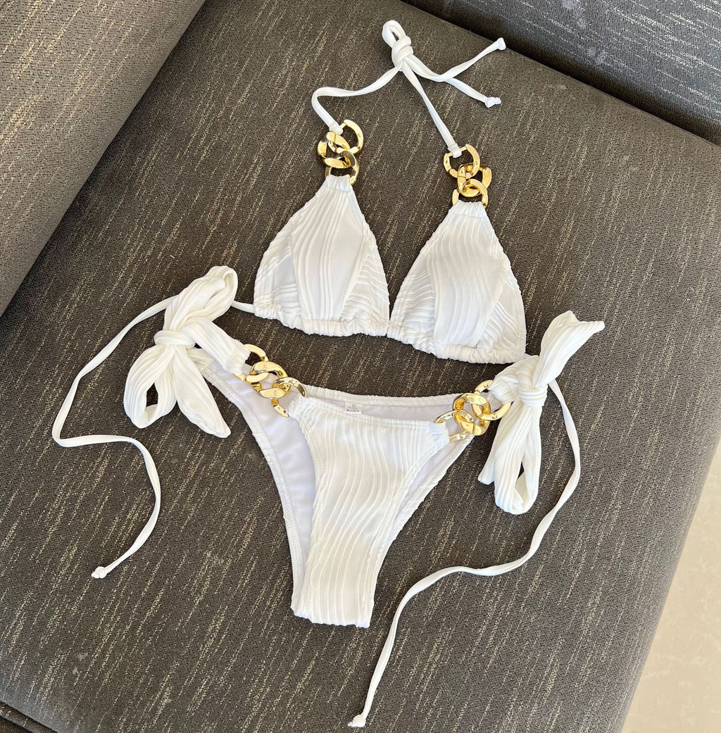Chain-Detail Split Bikini Swimsuit – Hidden Picks Online