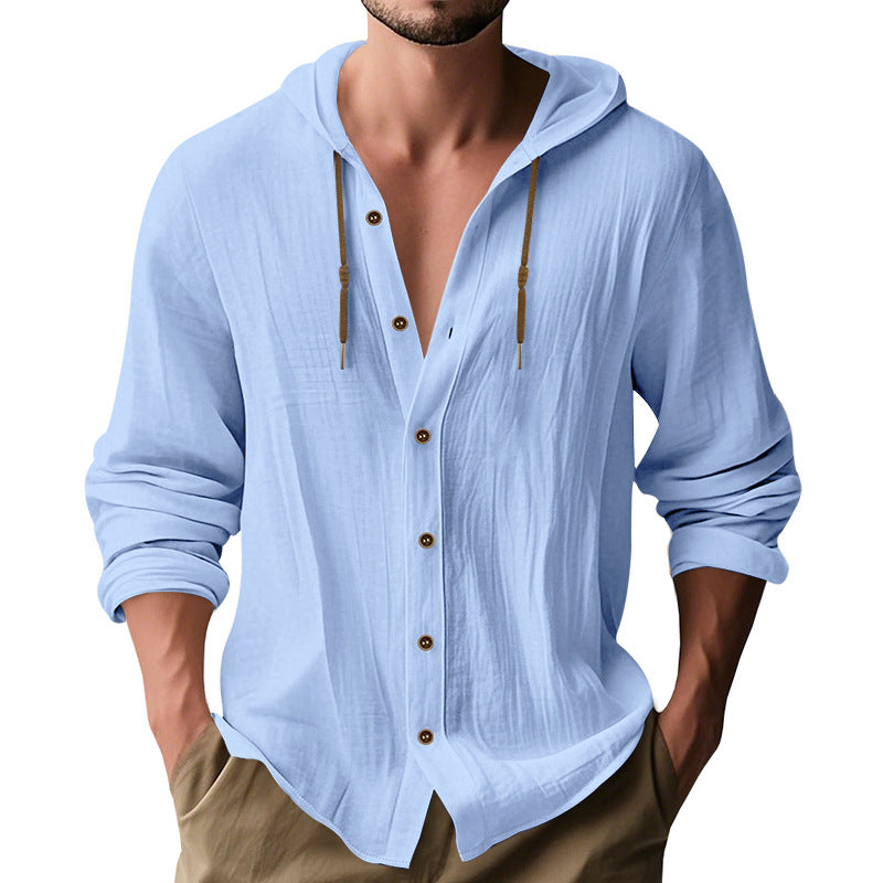 Hooded Cotton-Linen Loose Beach Cardigan Shirt – Hidden Picks Online