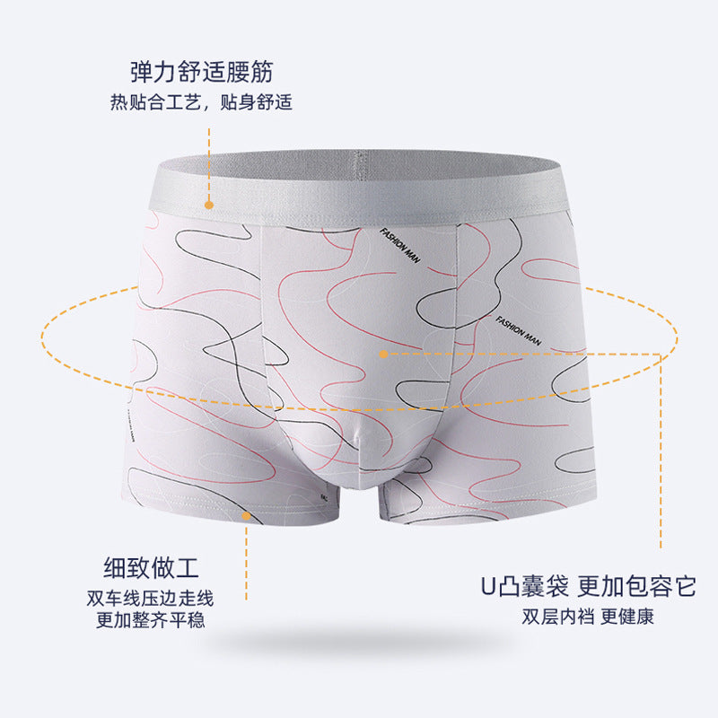 [New Explosions] Men's Underwear Men's Boxer Youth Mid-Waist Boxer Male plus size Shorts Shorts Head