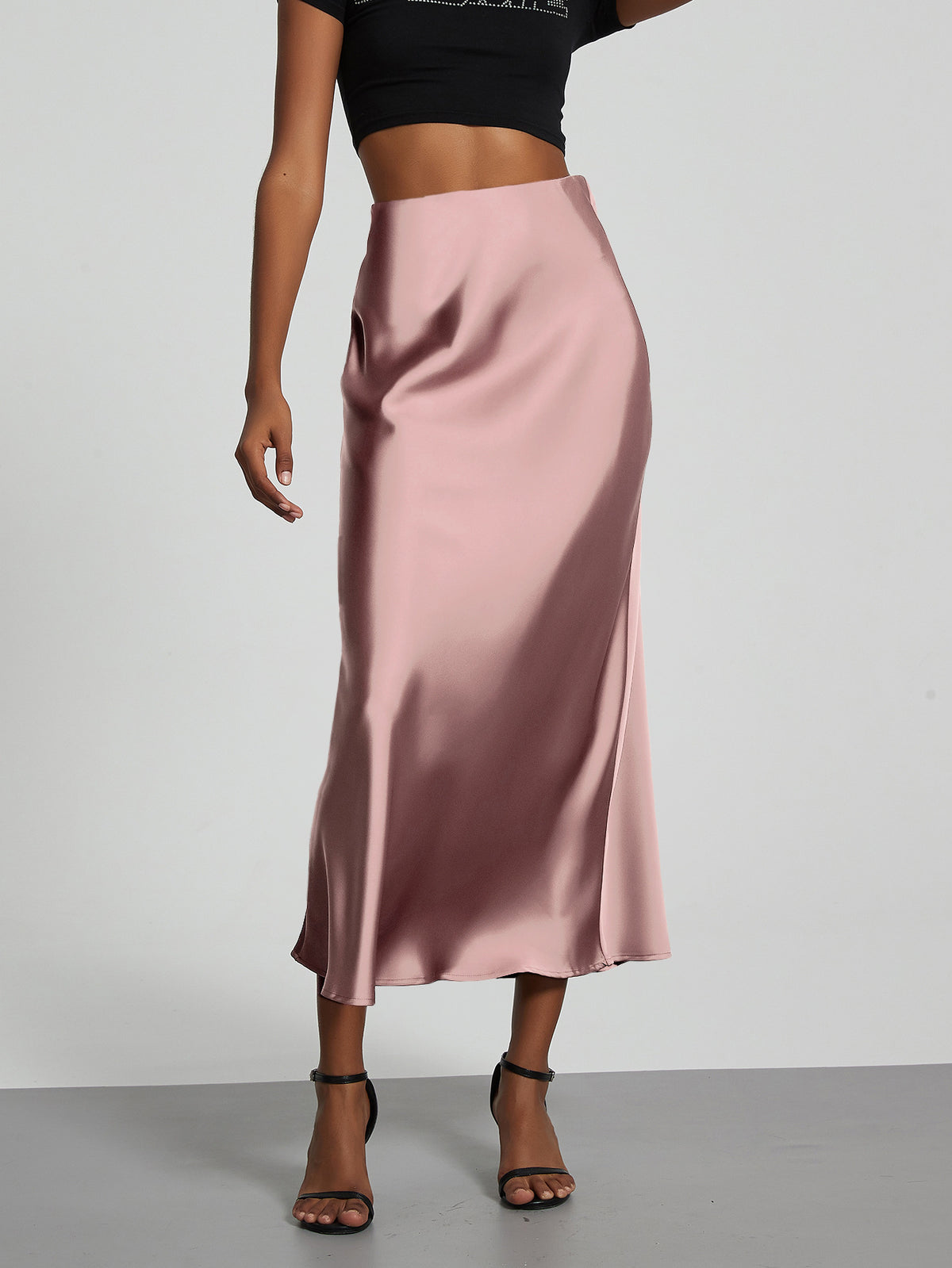 Elegant Satin Midi Skirt – Flowy & Slimming – Hidden Picks Online